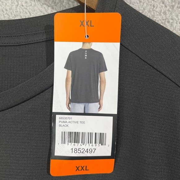 NEW Puma Mens XXL Active Black T-Shirt 100% Polyester Lightweight Comfortable - Picture 6 of 8